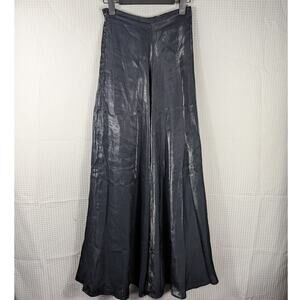 Simco Formalwear 4 Black Metallic Maxi Skirt Satin Shiny Evening Party Y2K